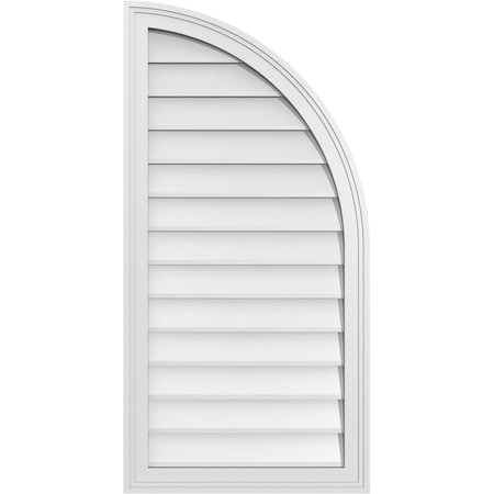 Ekena Millwork Quarter Round Top Right Surface Mount PVC Gable Vent w/ 2"W x 1-1/2"P Brickmould Frame, 20"W x 40"H GVPQR20X4002SN